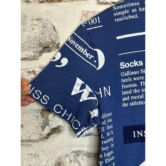 John Galliano Authentic Vintage 2000's Gazette Newspaper Tshirt Rare, size Small - Picture 7 of 11